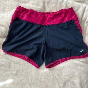 {Brooks} Navy and Pink Running Shorts